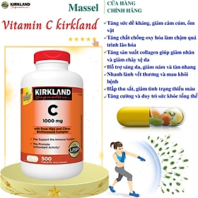 Vitamin C Kirkland Signature Giúp sáng da, làm chậm quá trình lão hóa, tăng sức đề kháng, nhanh lành và tăng sức khỏe tổng thể - Massel Official