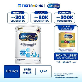 Sữa bột Enfagrow A2 Neuropro 4 1.7kg giúp dễ tiêu hóa, hấp thu dành cho trẻ 3-6 tuổi