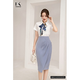 Chân Váy Bút Chì NK Fashion Thiết Kế Dáng Dài Xếp Chéo Thanh Lịch Chất Vải Co Giãn Mềm Mịn NKCV2303005