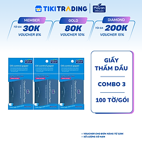 Combo 3 Giấy Thấm Dầu Mayan Than Hoạt Tính (100 Tờ)