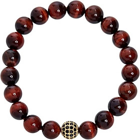 Vòng Đá Mắt Hổ Đỏ Phối Charm Xi Vàng Đính Đá Ngọc Quý Gemstones VT52