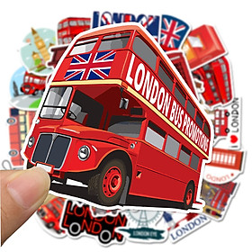 Sticker xebus 2 tầng xebus LONDON trang trí mũ bảo hiểm, đàn, guitar, ukulele, điện thoại laptop