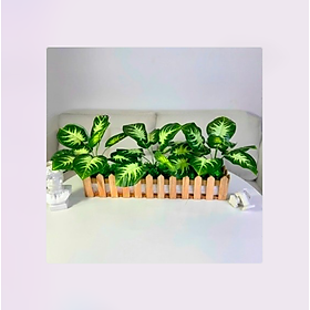 Mua Chậu cây hàng rào gỗ nâu trang trí nhà cửa  nhà hàng  cafe - Cây giả  hoa lụa Decor trang trí nhà cửa