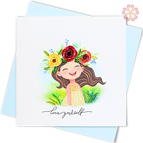 Thiệp Giấy Xoắn Nghệ Thuật - Cô Bé Đội Vòng Hoa - Girl with Flower Crown - Best Wishes - 15 x 15 - VN2XM115E11E1