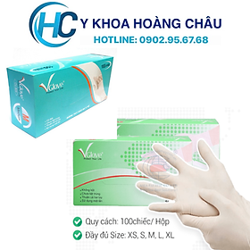 Mua Găng tay y tế latex Vglove-Khải Hoàn (hộp 100 cái)  bao tay y tế không bột và có bột  găng tay cao su