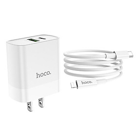 Bộ Củ Sạc Hoco C80 + Cáp Sạc Lightning - Hỗ trợ sạc nhanh QC3.0 - Hàng Chính Hãng