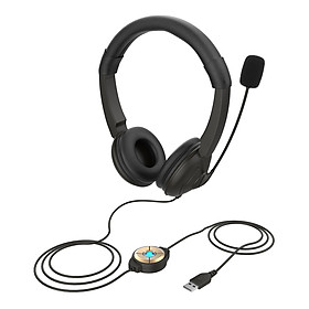 USB Wired Headset with Noise Cancelling Microphone On Ear Computer Headphone Call Center Earphone Volume Control Speaker