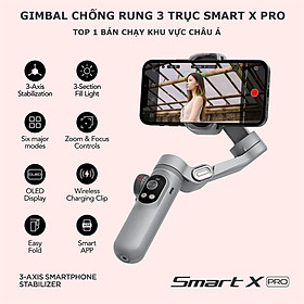 Mua Gimbal chống rung cho điện thoại Smart X Pro - Tay cầm chống rung 3 trục tích hợp sạc không dây - Đèn LED hắt sàng - ĐA TÍNH NĂNG.