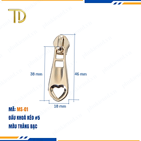 Đầu khóa kéo túi xách, đầu khóa kéo thay thế, đầu khóa kéo balo răng 5, Mạ điện độ bền 5-8 năm