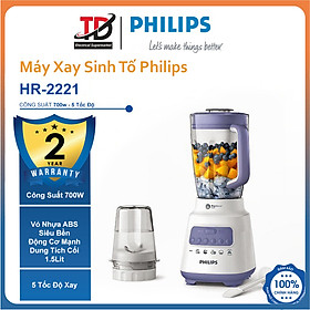Máy Xay Sinh Tố Philips HR2221 - Công suất 700W Xay Đá , Xay Hạt - Hàng Chính Hãng