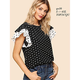 TOP197 ÁO KIỂU CHẤM BI TAY XẾP TẦNG
