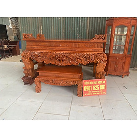 Mua Bộ sập thờ và bàn cơm mẫu tứ linh gỗ gõ đỏ chân 24