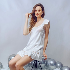 Đầm ngủ phi lụa cao cấp Wannabe DNS10 tay áo cánh tiên xòe nhẹ nữ tính