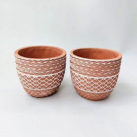 Mua Chậu đất nung to hình trứng  hoa văn nổi cực đẹp mắt  trồng cây văn phòng  sen đá  xương rồng đẹp  thoát nước tốt