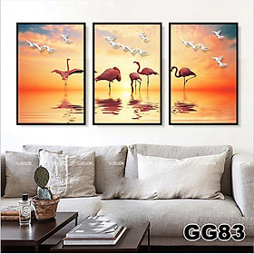 Mua Tranh treo tường canvas 3 bức phong cách hiện đại Bắc Âu 158  tranh chim trang trí phòng khách  phòng ngủ  phòng ăn spa