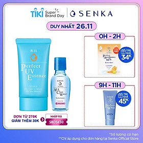 Combo Kem chống nắng dạng tinh chất Senka Perfect UV Essence 50g + Nước tẩy trang Senka All Clear White 70ml