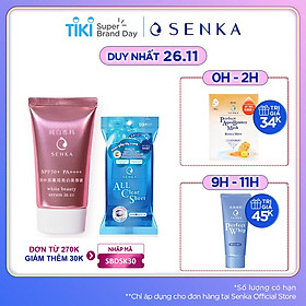 Bộ đôi tinh chất trắng da CC Serum Senka 40g tặng Khăn giấy tẩy trang 10 miếng Senka Cleansing Sheet
