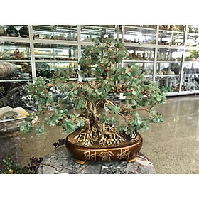 Cây Tài Lộc bonsai phong thủy đá thạch anh dâu tây xanh - Cao 40 cm