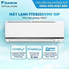 Mua  Miễn phí công lắp  Model mới 2023 - Máy Lạnh Daikin Inverter FTKB25XVMV 1HP (9000BTU) - Tiết kiệm điện - Luồng gió Coanda - Độ bền cao - Chống Ăn mòn - Chống ẩm mốc - Làm lạnh nhanh - Hàng chính hãng