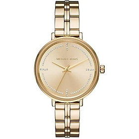 Michael Kors Women's Bridgette Stainless Steel Watch, three hand quartz movement with crystals on dial