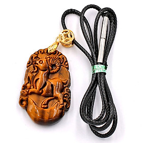 Vòng cổ khắc hình tuổi Mùi - đá mắt hổ 3.6cm DEMHCG4 - dây đen - linh vật tuổi Mùi