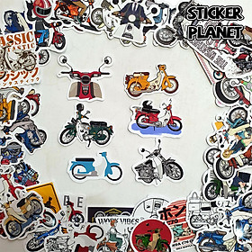 Sticker hình dán xe máy super cub trang trí mũ bảo hiểm, đàn, guitar, ukulele, điện thoại laptop,macbook