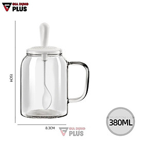 Mua Hủ đựng gia vị muỗng liền nắp thông minh có nắp đậy kín thuỷ tinh borosilicate 380ml  có tay cầm