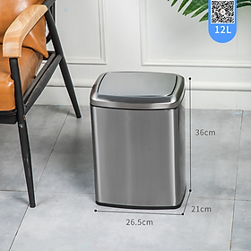 Mua Thùng rác inox nắp bập bênh 12L   Mã SF12-F03  dùng cho phòng khách  phòng ngủ