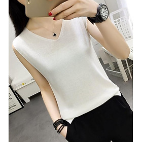 Áo Free size cổ chữ V không tay chất len sợi loại 1 không xù không bai nhão AO2