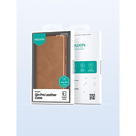 Bao da chống sốc ngăn đựng thẻ card cho Samsung Galaxy S25 Ultra / S25 Plus / S25 hiệu Nillkin Qin Pro - Da PU cao cấp, Viền TPU, sang trong, nắp trượt bảo vệ camera - Hàng nhập khẩu