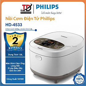 Mua Nồi Cơm Điện Tử Philips HD4533 Lòng Nồi 5 Lớp Siêu Dày - Công Suất 1070W - Dung Tích 1.8L - Hàng Chính Hãng