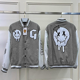 Áo Khoác Nhung Gân Tăm Bomber Jackets Thêu Logo G.O.N.Z Cúc Bấm Unisex Nam Nữ Form Rộng Ulzzang