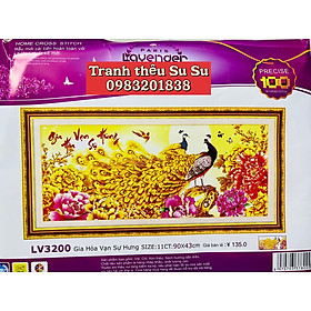 Tranh thêu chữ thập Gia hòa vạn sự hưng LV3200, kích thước 90 x 43 cm