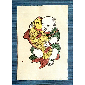 Mua Cặp tranh Đông Hồ Bé ôm Tôm  Bé ôm Chép - Dong Ho folk woodcut painting