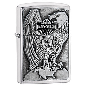 Bật Lửa Zippo Made in the USA Eagle and Globe Emblem Brushed Chrome 200HD.H231