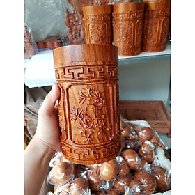 Mua Hộp trà làm từ gỗ hương nguyên khối (tặng kèm hộp đựng tăm như hình)