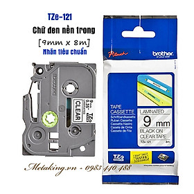 Mua Nhãn tiêu chuẩn Brother TZe-121  (9mm x 8m - Chữ đen trên nền trong  chống thấm nước) - Hàng chính hãng