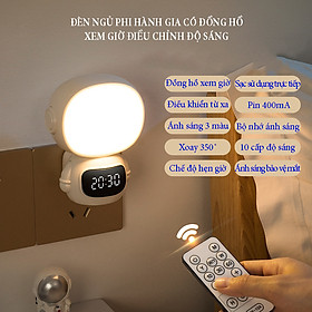Mua Đèn ngủ phi hành gia có đồng hồ xem giờ điều chỉnh độ sáng vô cấp tích hợp pin dung lượng 400mA  điều chỉnh xoay 350 độ