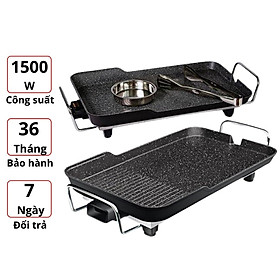 Mua Bếp nướng điện không khói 3 lớp chống dính vân đá hoa cương 1500W công nghệ Nhật Bản - Kèm 1 kẹp thức ăn inox