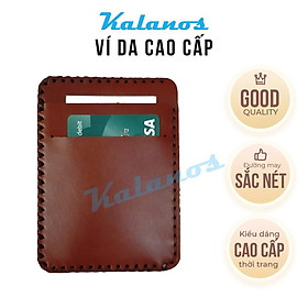 Hình ảnh Ví card mini da bò đẹp cao cấp Kalanos KBN570-Nau, ví mini nam nữ đựng thẻ màu nâu