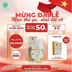 Sữa Rửa Mặt Nghệ AHA Bảo Linh 110ml Dạng Tạo Bọt, Giúp Da Mịn Màng, Rạng Rỡ