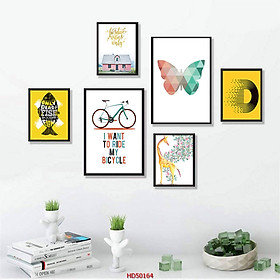 Mua  KHỔ LỚN  SET 6 Tranh Laminate Tráng Gương - Tranh Treo Tường Phong Cách Bắc Âu - Scandinavian Sắc Vàng