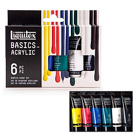 Nơi bán Bộ 6 màu Acrylic Liquitex Basic 22mlx6 - hộp clear box - Giá Từ -1đ