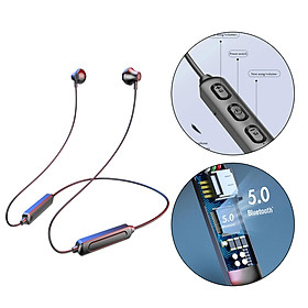 Bluetooth 5.0 Neckband Headset Retractable Earbuds with Mic IPX5 Waterproof for Mobile Phone Music Video Sport