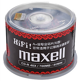 Bộ Đĩa CD MAXELL CD-R 48 Tốc Độ Đen 700M (50 Cái)