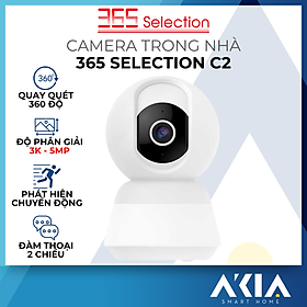 Camera trong nhà Tuya 365 Selection C2 - Độ phân giải 3K 5MP, Quay quét 360 độ, Đàm thoại 2 chiều - Hàng chính hãng