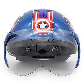 Nón Bảo Hiểm Trẻ Em 1/2 Đầu Có Kính Protec Kitty, Họa Tiết Captain American - Hàng Chính Hãng