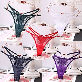Quần Lót Nữ Phối Ren Xuyên Thấu Mềm Mại Đính Hạt Ngọc Trai  XTNT02 Freesize Dưới 60kg