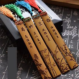 Nơi bán Bộ 4 bookmark mai lan cúc trúc bookmark trúc gỗ đánh dấu trang sách phong cách cổ trang cổ điển tặng thẻ Vcone - Giá Từ -1đ