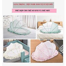 Màn chụp gấp gọn cho bé sơ sinh CAO CẤP, mùng chụp gấp gọn chống muỗi giúp bé ngủ ngon